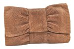 Authentic FURLA Vintage Ribbon Leather Clutch Hand Bag Purse Brown 9185J Sale