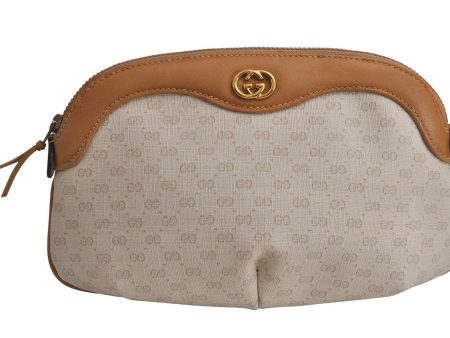 Authentic GUCCI Vintage Micro GG PVC Leather Clutch Hand Bag Purse White 7726J For Cheap