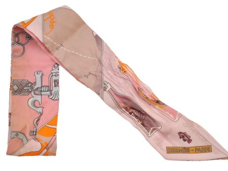 Authentic HERMES Twilly Scarf  Bouteilles a la Mer  Silk Pink 6261J Online