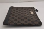 Authentic GUCCI Vintage Clutch Hand Bag Purse GG Canvas Leather Black 9804J For Discount