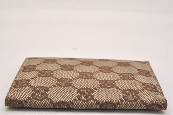 Authentic GUCCI Vintage Card Pass Case GG Canvas Leather 120966 Brown 4622J Online Hot Sale