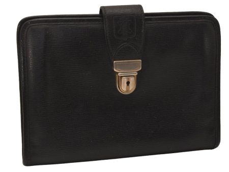 Authentic CELINE Vintage Clutch Hand Bag Purse Leather Black 8465J Sale