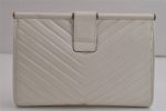 Authentic YVES SAINT LAURENT Vintage Clutch Hand Bag Purse Leather White 0206K Supply