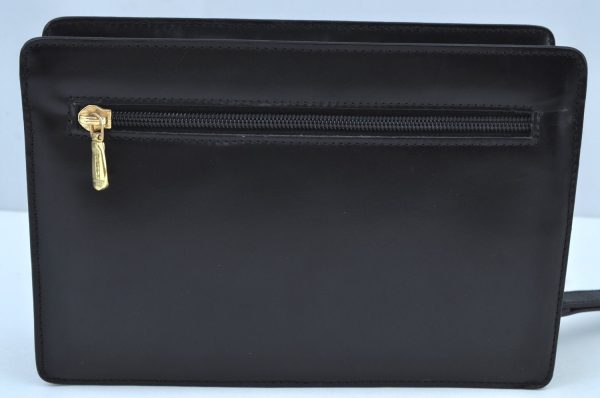 Authentic BALLY Vintage Leather Clutch Hand Bag Purse Black K8804 Supply