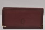 Authentic Cartier Must de Cartier Clutch Hand Bag Leather Bordeaux Red 6168J For Sale