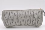 Authentic MIU MIU Vintage Matelasse Leather Clutch Bag Pouch Purse Gray 8247J on Sale