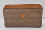 Authentic GUCCI Vintage Micro GG PVC Leather Clutch Hand Bag Purse Brown 9191J For Sale