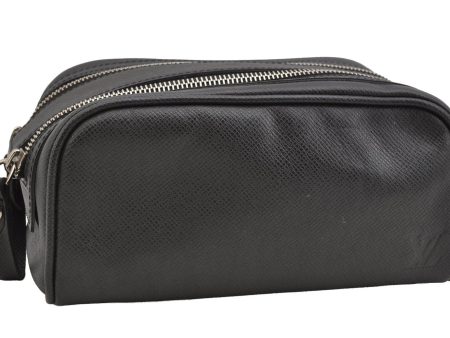 Authentic Louis Vuitton Taiga Trousse Ivan Clutch Bag Black M32492 LV 7121J For Discount