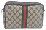 Authentic GUCCI Web Sherry Line Clutch Hand Bag Purse GG PVC Leather Brown L0013 Online Sale