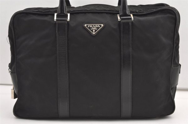 Authentic PRADA Nylon Tessuto Saffiano Leather Business BriefCase Black 0195K Online Hot Sale