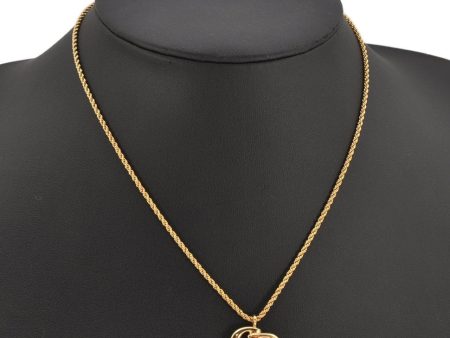 Authentic Christian Dior Gold Tone Chain Pendant Necklace CD 0646K Sale