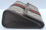 Authentic GUCCI Web Sherry Line Clutch Hand Bag Purse GG PVC Leather Brown 1031K Online now