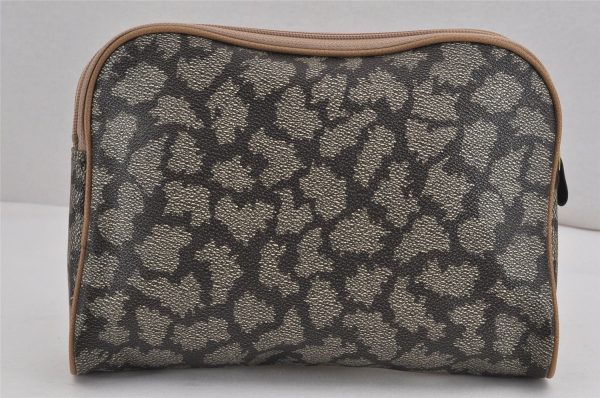 Authentic YVES SAINT LAURENT Clutch Hand Bag Purse PVC Leather Gray 9591J Sale