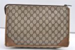 Authentic GUCCI Vintage Clutch Hand Bag Purse GG PVC Leather Brown 0529K For Discount