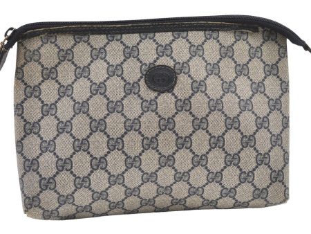 Authentic GUCCI Clutch Hand Bag Purse GG PVC Leather Navy Blue Junk 8259J Cheap