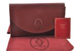 Authentic Cartier Must de Cartier Clutch Bag Leather Bordeaux Red K9596 Online Hot Sale