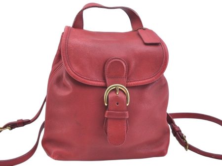 Authentic COACH Backpack Leather Red K9684 Hot on Sale