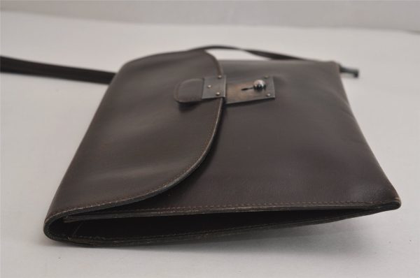 Authentic HERMES Kilius Clutch Hand Bag Purse Leather Brown 5198J Fashion