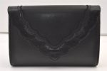 Authentic YVES SAINT LAURENT Clutch Hand Shoulder Bag Purse Leather Black 9361J Cheap