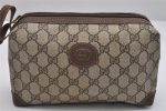 Authentic GUCCI Clutch Hand Bag Purse GG PVC Leather Brown Junk 1070K Supply