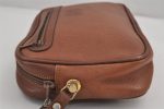 Authentic Burberrys Vintage Leather Clutch Hand Bag Purse Brown 9117J on Sale