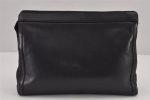 Authentic CELINE Vintage Clutch Hand Bag Purse Leather Black 8301J Online now