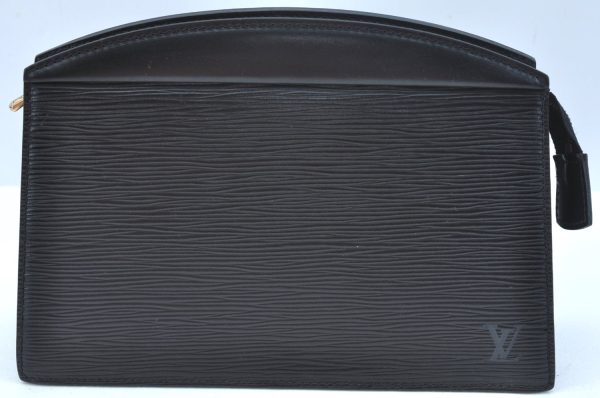 Authentic Louis Vuitton Epi Trousse Crete Clutch Bag Black LV K9350 Online now