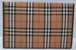 Authentic Burberrys Vintage Check Canvas Clutch Hand Bag Beige L0063 Hot on Sale