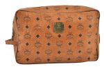 Authentic MCM Vintage Visetos Leather Clutch Hand Bag Purse Brown 0812K For Cheap