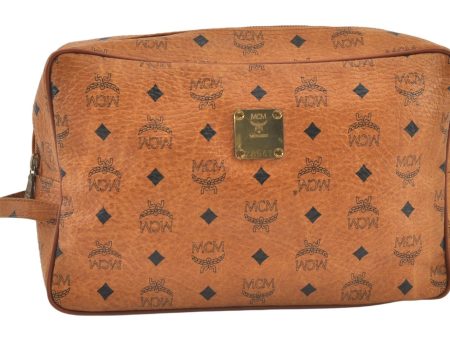 Authentic MCM Vintage Visetos Leather Clutch Hand Bag Purse Brown 0812K For Cheap