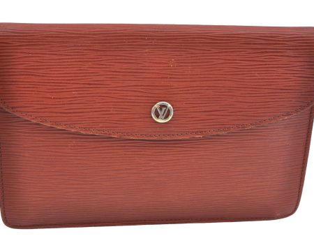 Authentic Louis Vuitton Epi Montaigne 23 Clutch Hand Bag Brown M52663 LV K9531 Supply