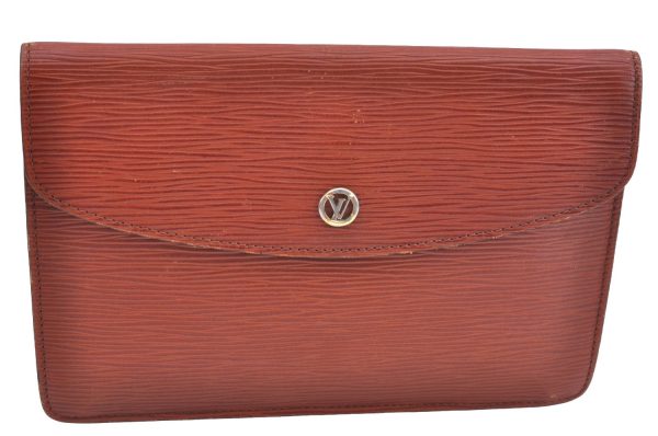 Authentic Louis Vuitton Epi Montaigne 23 Clutch Hand Bag Brown M52663 LV K9531 Supply