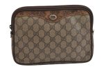 Authentic GUCCI Shoulder Cross Clutch Bag Purse GG PVC Leather Brown Junk 6340J Online