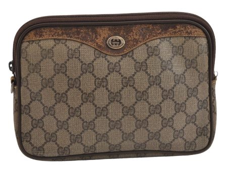 Authentic GUCCI Shoulder Cross Clutch Bag Purse GG PVC Leather Brown Junk 6340J Online