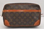 Authentic Louis Vuitton Monogram Compiegne 28 Clutch Hand Bag M51845 LV 6089J Fashion