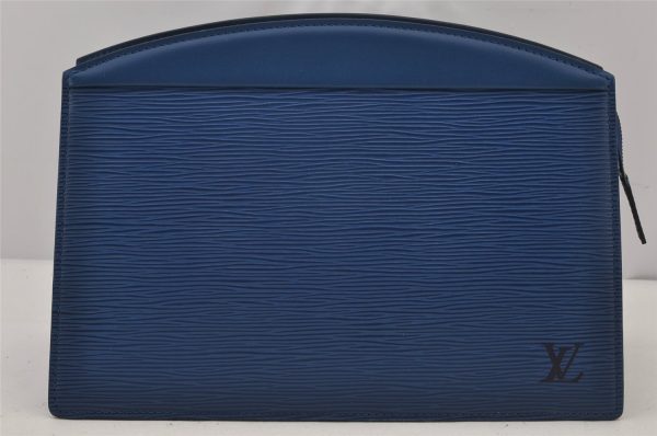 Authentic Louis Vuitton Epi Trousse Crete Clutch Bag Blue M48405 LV Junk 7924J For Cheap