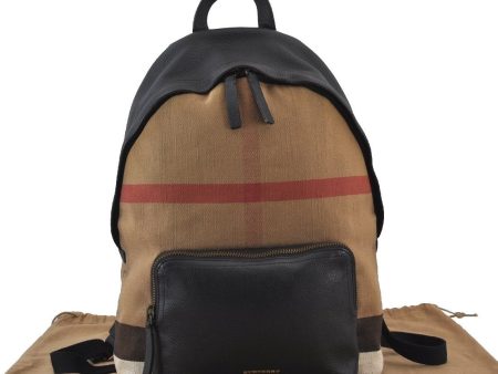 Authentic BURBERRY Vintage Check Backpack Canvas Leather Brown 8425J Online now