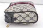 Authentic GUCCI Sherry Line Clutch Hand Bag GG PVC Leather Navy Blue Junk 7890J Online Hot Sale