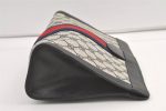 Authentic GUCCI Sherry Line Clutch Hand Bag GG PVC Leather Navy Blue Junk 9147J For Cheap