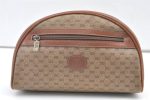 Authentic GUCCI Vintage Micro GG PVC Leather Clutch Hand Bag Purse Brown 0318K Hot on Sale