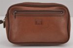 Authentic Burberrys Vintage Leather Clutch Hand Bag Purse Brown 9117J on Sale