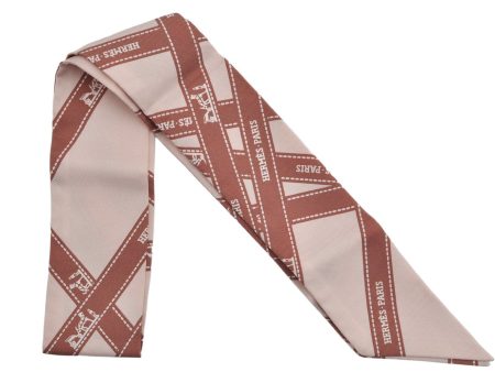 Authentic HERMES Twilly Scarf  Bolduc  Silk Light Pink 1119K Online now