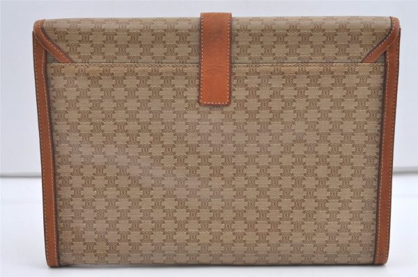 Authentic CELINE Macadam Blason Pattern Clutch Bag PVC Leather Beige Junk 0483K Online Hot Sale