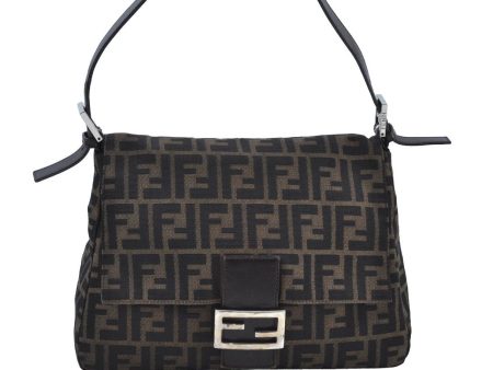 Auth FENDI Zucca Mamma Baguette Shoulder Bag Canvas Leather Brown K9585 Online now