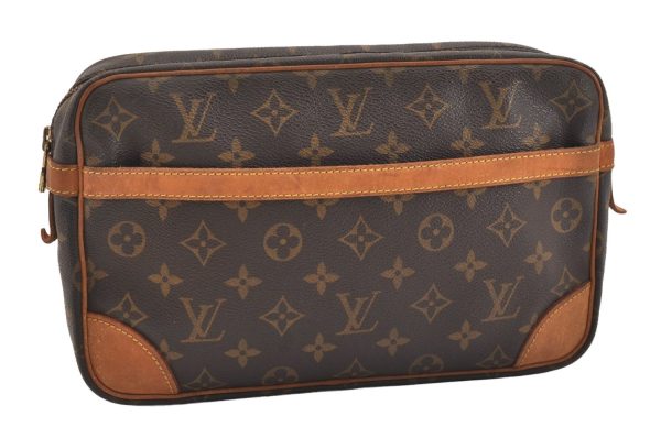 Authentic Louis Vuitton Monogram Compiegne 28 Clutch Hand Bag M51845 LV 6081J Cheap