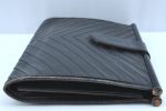 Authentic YVES SAINT LAURENT Clutch Hand Bag Purse Leather Black K9505 Sale