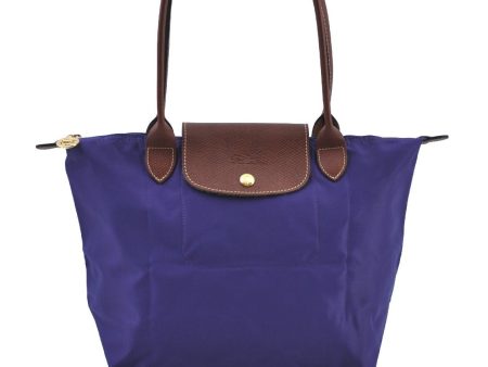 Auth Longchamp Le Pliage Shopper Tote Hand Bag Nylon Leather Purple K9616 Online Hot Sale