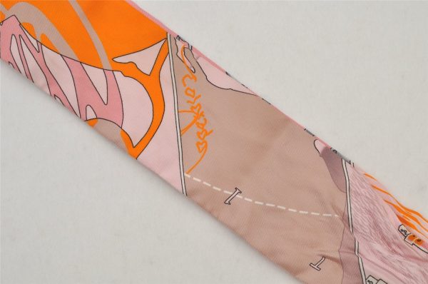 Authentic HERMES Twilly Scarf  Bouteilles a la Mer  Silk Pink 6261J Online