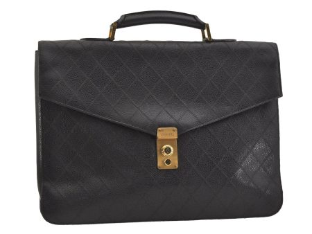 Authentic CHANEL Caviar Skin Bicolore CC Logo Briefcase Business Bag Black 6105J Hot on Sale