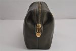 Authentic CELINE Vintage Clutch Hand Bag Purse Leather Khaki Green 7793J Supply